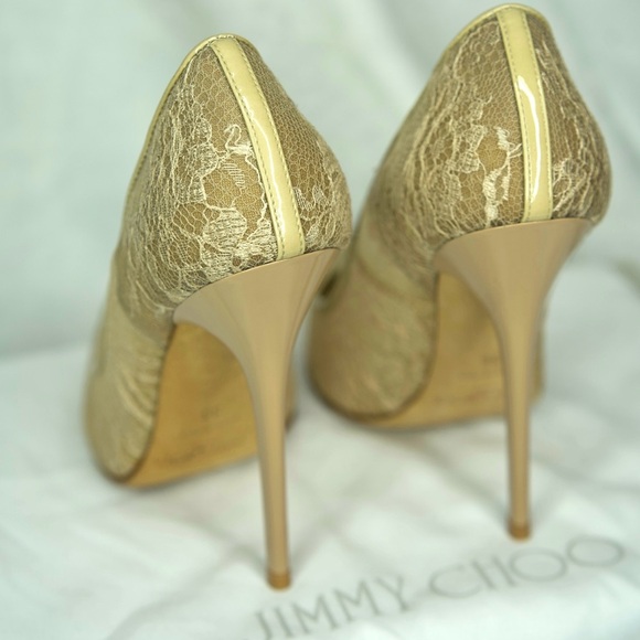Jimmy Choo Tan Lace Heels - Picture 4 of 7